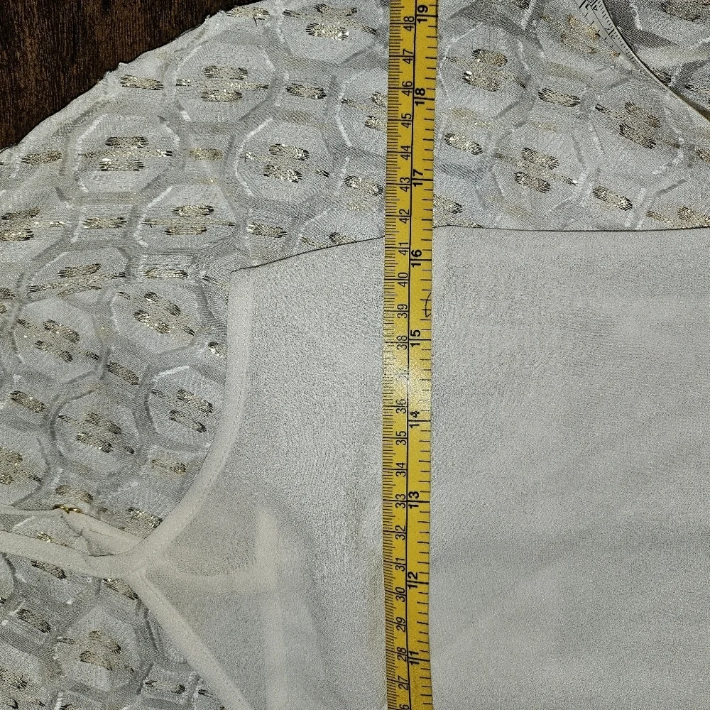 NWT Tory Burch Jasmine Ivory Gold Dress Tie Waist 2 XS - Picture 9 of 10